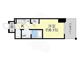 エスリード新北野アーデル 9階1Kの間取り