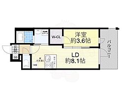 JR東海道・山陽本線 塚本駅 徒歩6分の賃貸マンション 3階1LDKの間取り