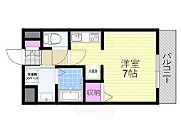 レークス新大阪ウエスト 2階ワンルームの間取り