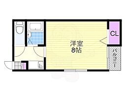 JR東海道・山陽本線 塚本駅 徒歩9分の賃貸マンション 2階1Kの間取り
