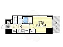 プレサンス塚本アクミリオン 1Kの間取図画像