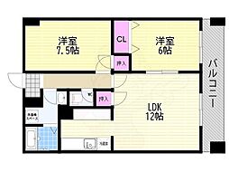グランドールサンパティオ 2LDKの間取図画像