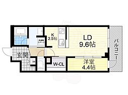 ジオタワー大阪十三 1LDKの間取図画像