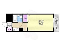 リバーサイド西淀川 1Kの間取図画像