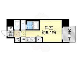 セレニテ十三ミラク ワンルームの間取図画像