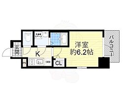 エスリード大阪デュアルゲート 1Kの間取図画像