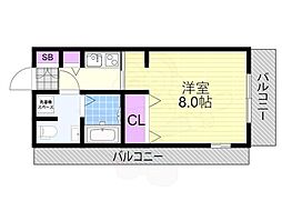 CASSIA塚本 1Kの間取図画像