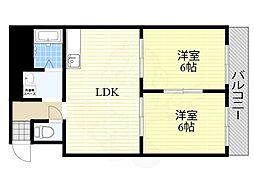 コーポラス寺内 2LDKの間取図画像