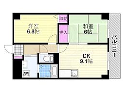ラポール御幣島 2DKの間取図画像