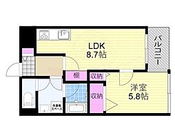 レアル塚本 1LDKの間取図画像