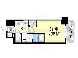 エスリード大阪セレスティア 1Kの間取図画像