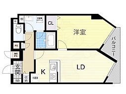 リーガル塚本7 1LDKの間取図画像