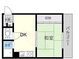 オーティーハイツ東住吉 1DKの間取図画像
