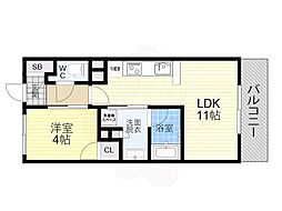 THEPHOERMETENNOJIEAST 1LDKの間取図画像