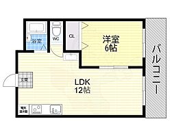 ロイヤル加美北 1LDKの間取図画像