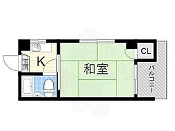 ローズリーフ平野 1Kの間取図画像
