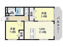 レフィナード2 2LDKの間取図画像