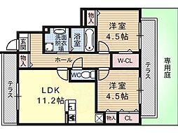 リヤン永井 2LDKの間取図画像