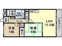 アクアウェルW 2LDKの間取図画像