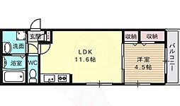 アビタシオン加美北 1LDKの間取図画像