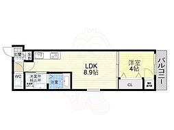 わいわいハウス平野 1LDKの間取図画像