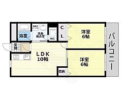 シャーロームヒラノ 2LDKの間取図画像