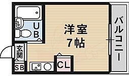 シャトー平野 ワンルームの間取図画像