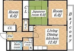 カミーノショウナン 3LDKの間取図画像