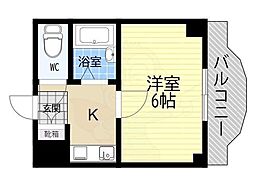 ハイコート駒川 1Kの間取図画像