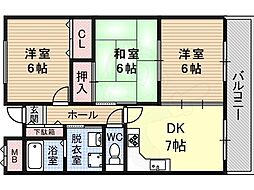 パラシオン平野 3DKの間取図画像
