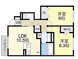 サンハイム 2LDKの間取図画像