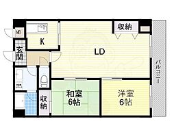 サンライズ有 2LDKの間取図画像