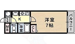 プリモスタジオ 1Kの間取図画像