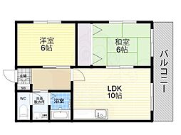 メゾン亀山 2LDKの間取図画像