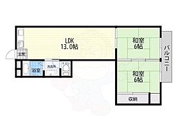 タカシハイツ 2LDKの間取図画像