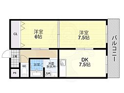 辰巳ハイツ 2DKの間取図画像