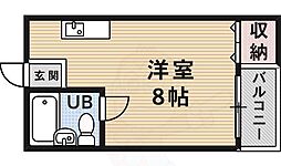 川辺ビル47パークサイド矢田 ワンルームの間取図画像