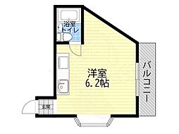 JPアパートメント東住吉3 ワンルームの間取図画像