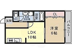 阪東ハイツ 1LDKの間取図画像
