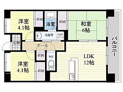 サニークレスト平野西脇 3LDKの間取図画像