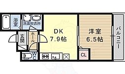 リュストル喜連 1DKの間取図画像