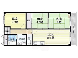 ダイヤモンドハイツ橋原 2SLDKの間取図画像