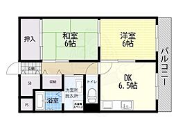 ドリームコート東住吉 2DKの間取図画像
