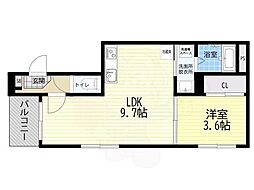 レフジアコート平野 1LDKの間取図画像