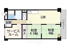 ダイヤモンドハイツ橋原 2SLDKの間取図画像