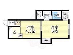 RIZE・ONE平野 2Kの間取図画像