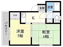 阪急京都本線 正雀駅 徒歩5分の賃貸マンション 3階2Kの間取り