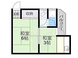 JR東海道・山陽本線 茨木駅 徒歩15分の賃貸マンション 3階2Kの間取り