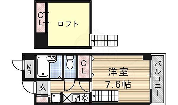 大阪府茨木市奈良町(賃貸マンション1K・4階・21.84㎡)の写真 その2