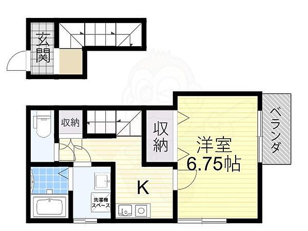 大阪府高槻市富田町１丁目(賃貸アパート1K・2階・30.37㎡)の写真 その2